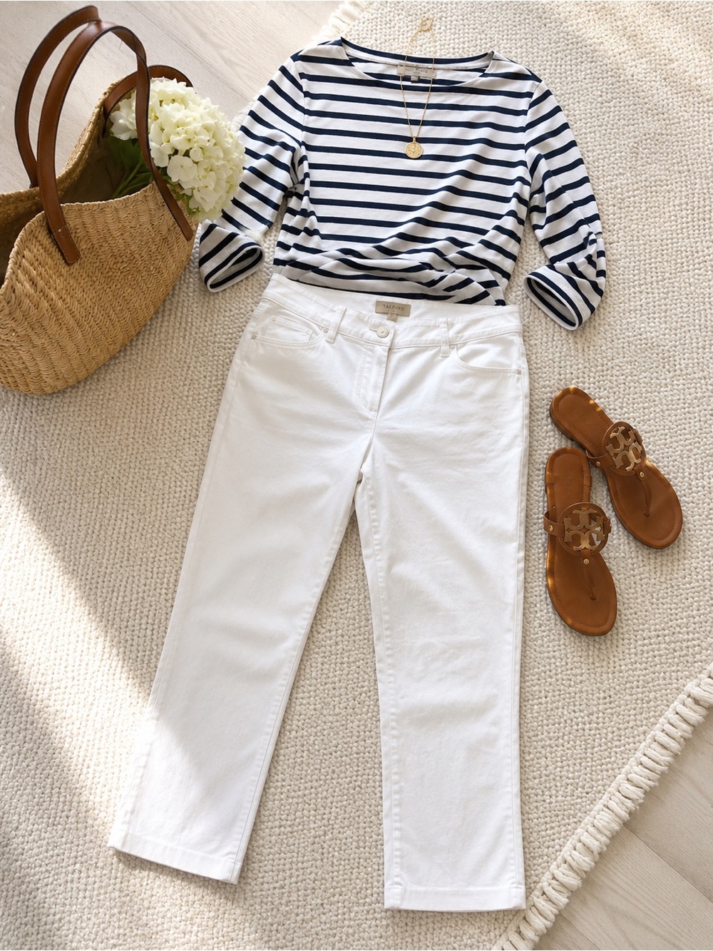 Talbots White Capri Pants Size 12 Cotton Stretch Classic Summer Crop